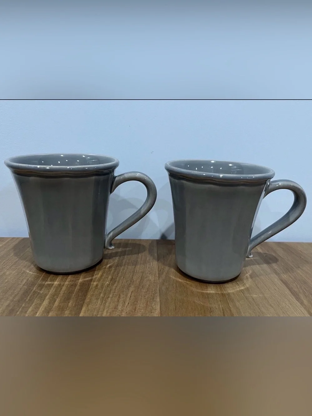 Pottery Barn Charlotte Gray Grey Retired Mugs Cups Made in Portugal